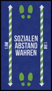 Hinweise auf Schmutzfangmatten drucken - Abstand wahren