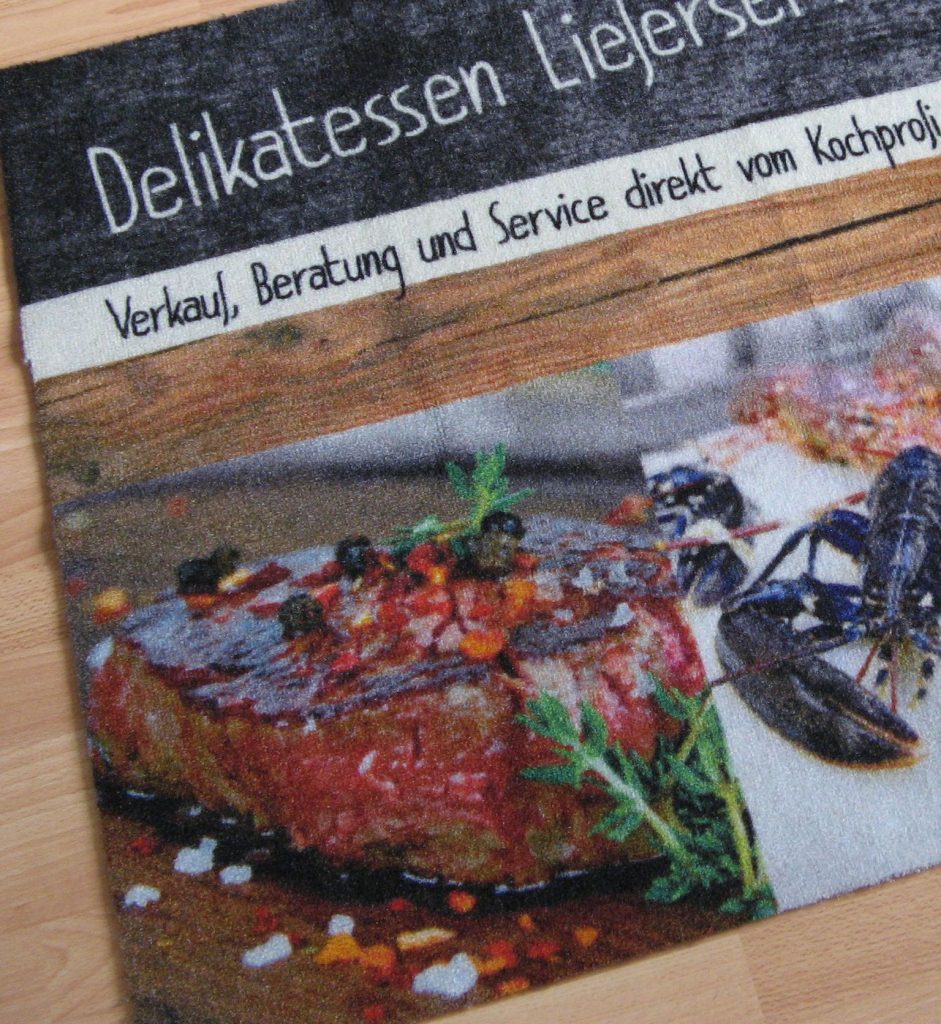 Bedruckte Fußmatte - mit Foto Delikatessen