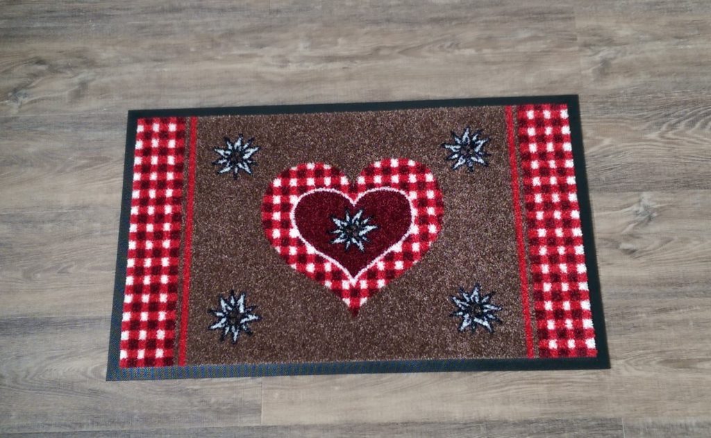 Waschbare Fußmatten Herz Edelweiß
