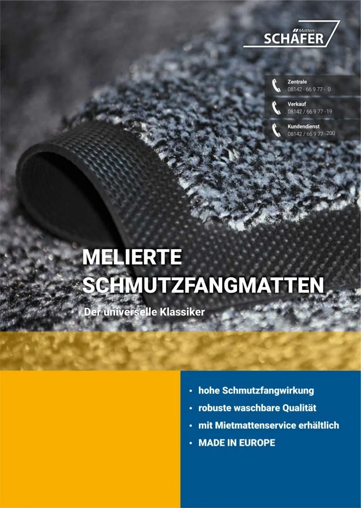 Produkt-Flyer für MELIERTE Nylon-Schmutzfangmatten von Schäfer Matten