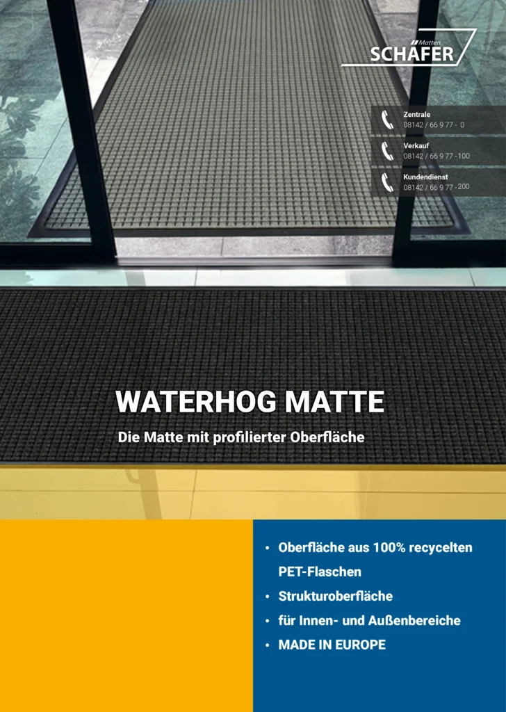 Produkt-Flyer für WATERHOG Matte von Schäfer Matten