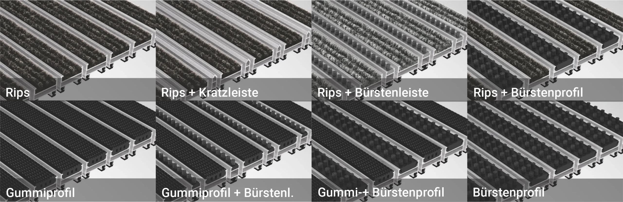 Bürsten und Profile für Aluprofilmatten