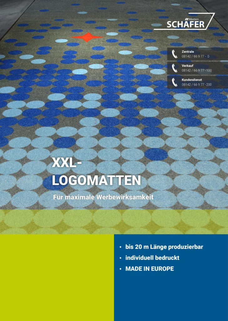Produkt-Flyer für LOGOMATTE extralang von Schäfer Matten