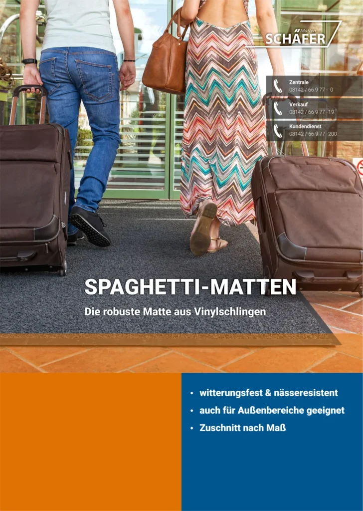 Produkt-Flyer für Spaghettimatten von Schäfer Matten