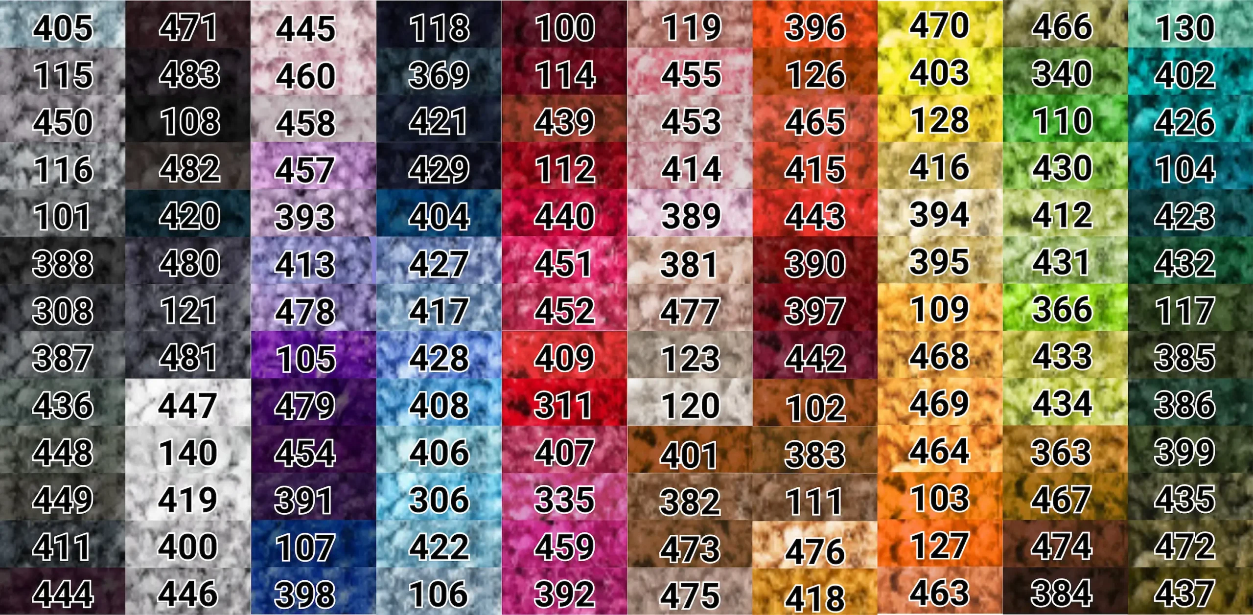 Farbpallette von 130 Farben für XXL