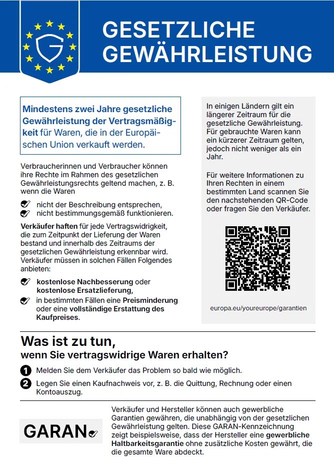 harmonisierte Mitteilung gesetzliche Gewährleistung